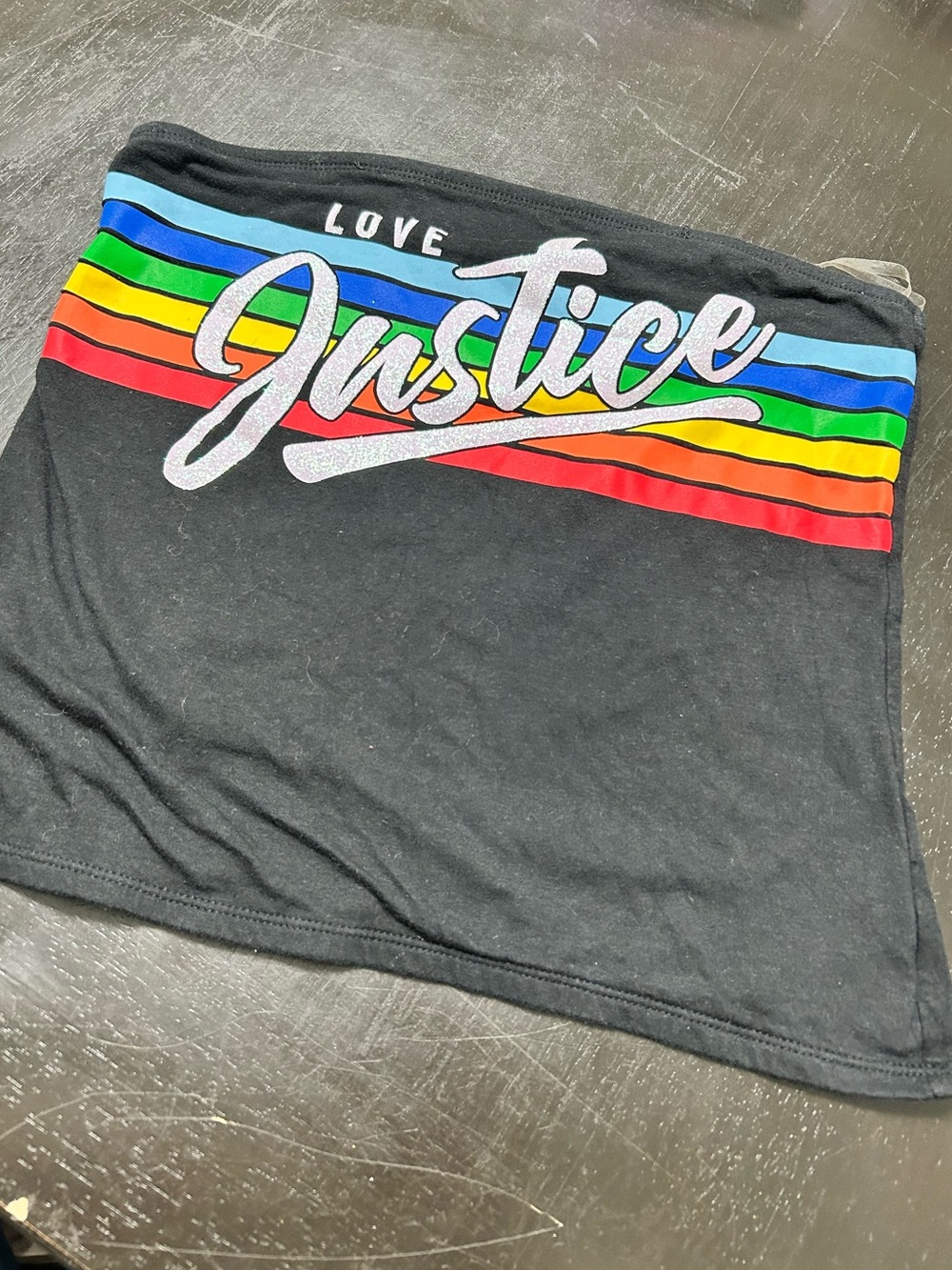 Justice Black Logo Tee with White Print